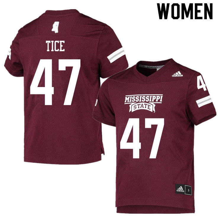 Women #47 Camp Tice Mississippi State Bulldogs College Football Jerseys Sale-Maroon